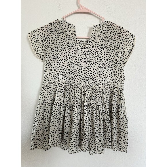 THML Polkadot Floral Embroidered Babydoll Top Blouse Sheer Ruffle Boho Size XS - Picture 2 of 7